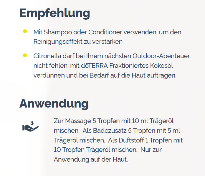 doTERRA Citronella (Zitronella)  Empfehlung